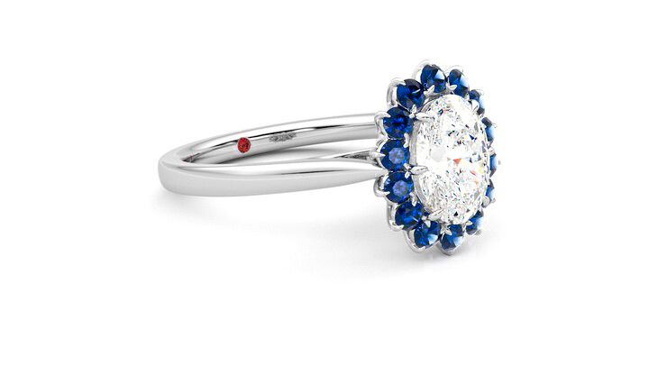 Taylor & Hart Lyra Oval Engagement Ring 360 degree image 6
