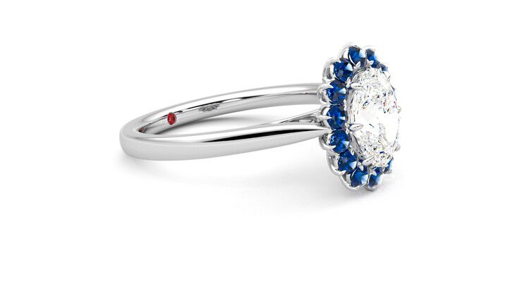 Taylor & Hart Lyra Oval Engagement Ring 360 degree image 7