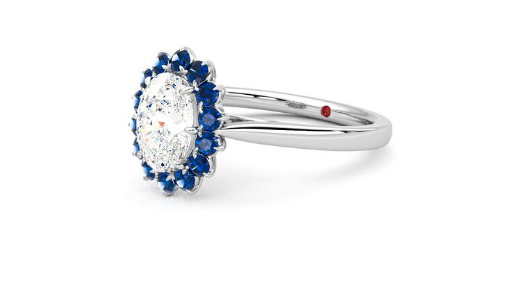 Taylor & Hart Lyra Oval Engagement Ring 360 degree image 24