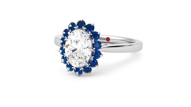 Taylor & Hart Lyra Oval Engagement Ring 360 degree image 26
