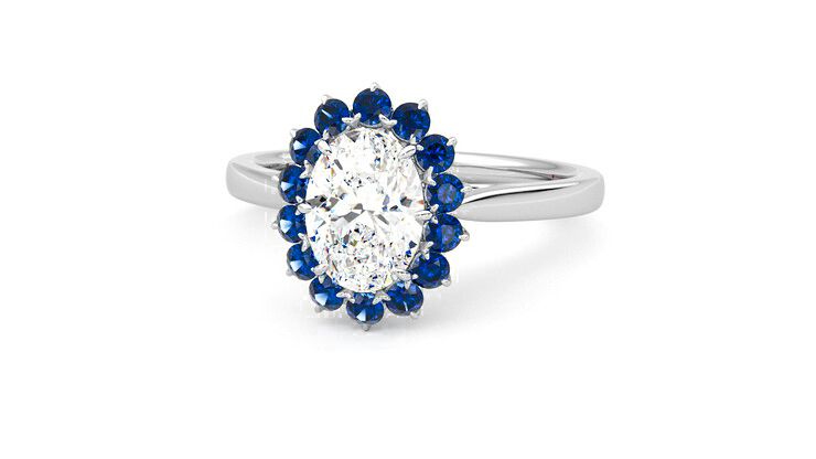 Taylor & Hart Lyra Oval Engagement Ring 360 degree image 27