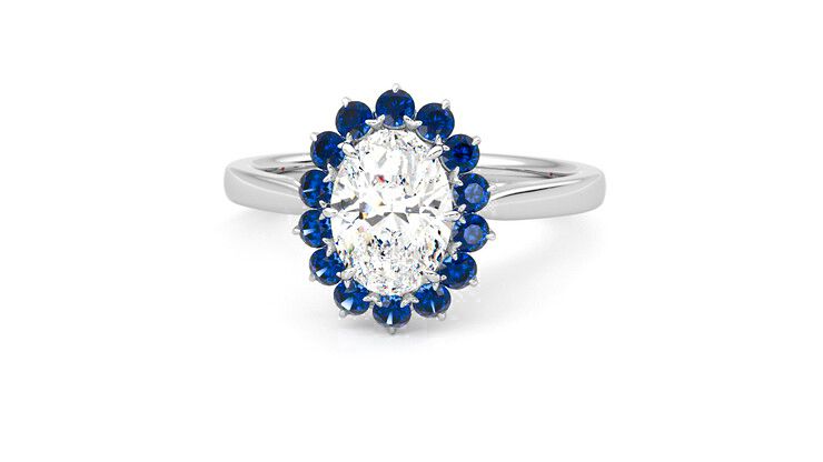 Taylor & Hart Lyra Oval Engagement Ring 360 degree image 28