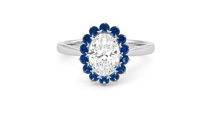 Taylor & Hart Lyra Oval Engagement Ring 360 degree image 29
