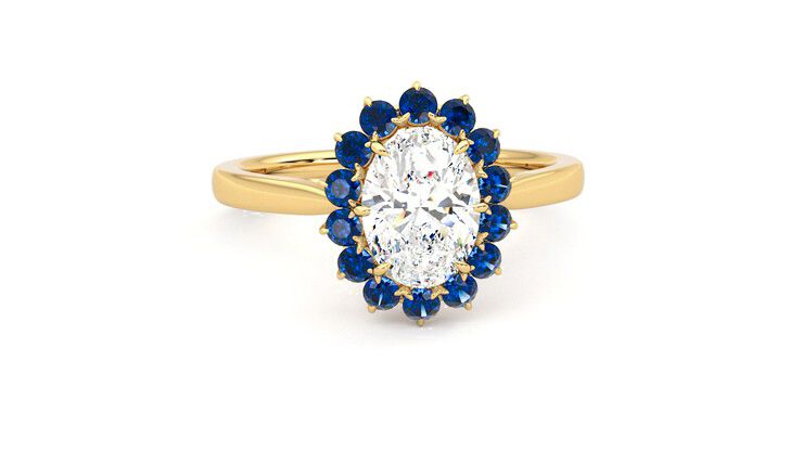 Taylor & Hart Lyra Oval Engagement Ring 360 degree image 2