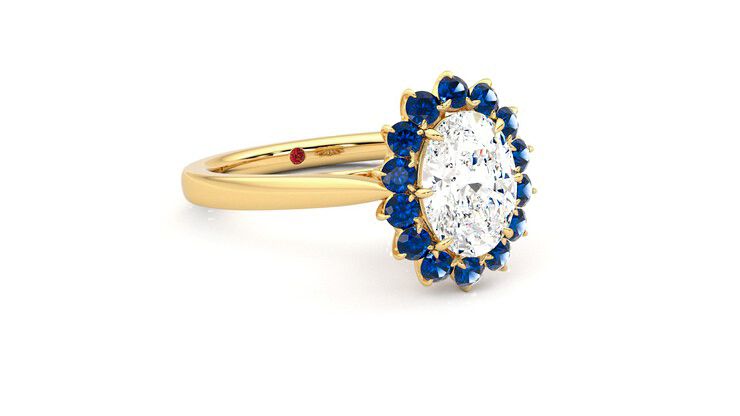 Taylor & Hart Lyra Oval Engagement Ring 360 degree image 5