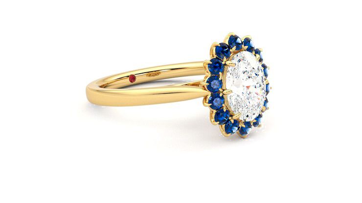 Taylor & Hart Lyra Oval Engagement Ring 360 degree image 6