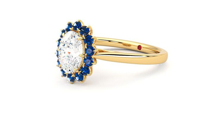 Taylor & Hart Lyra Oval Engagement Ring 360 degree image 24
