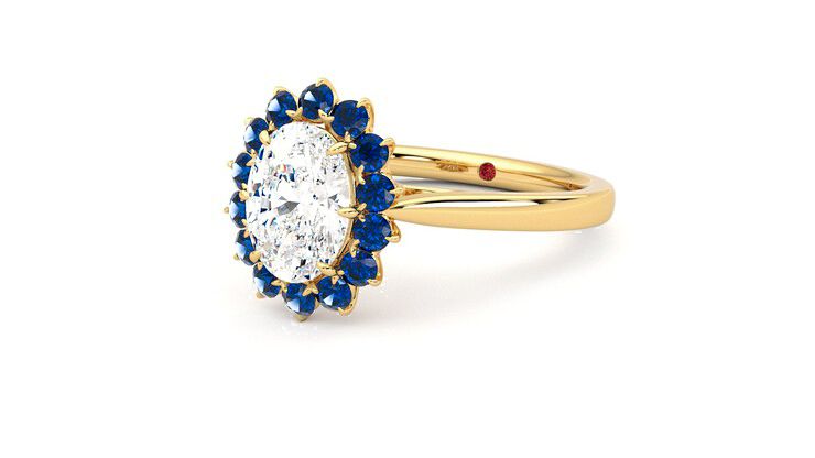 Taylor & Hart Lyra Oval Engagement Ring 360 degree image 25