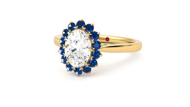 Taylor & Hart Lyra Oval Engagement Ring 360 degree image 26