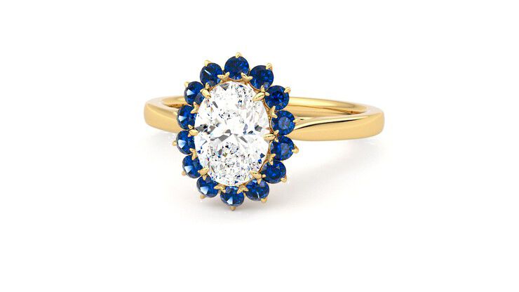 Taylor & Hart Lyra Oval Engagement Ring 360 degree image 27