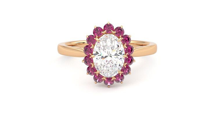 Taylor & Hart Lyra Oval Engagement Ring 360 degree image 1