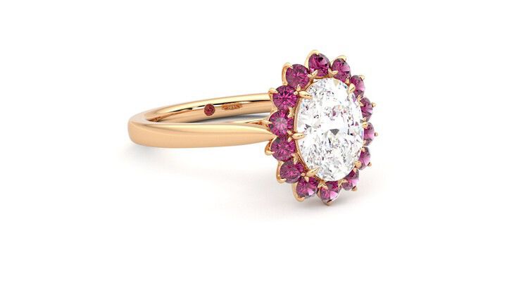 Taylor & Hart Lyra Oval Engagement Ring 360 degree image 5