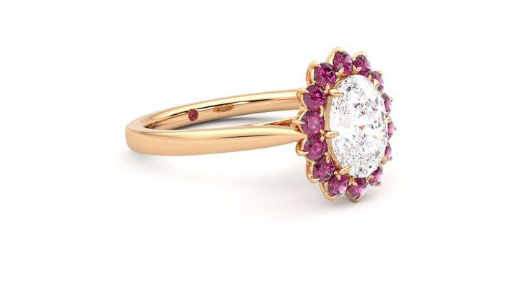 Taylor & Hart Lyra Oval Engagement Ring 360 degree image 6