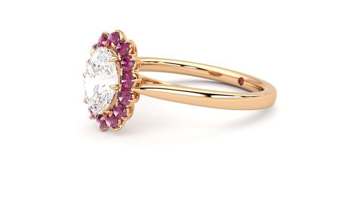 Taylor & Hart Lyra Oval Engagement Ring 360 degree image 23