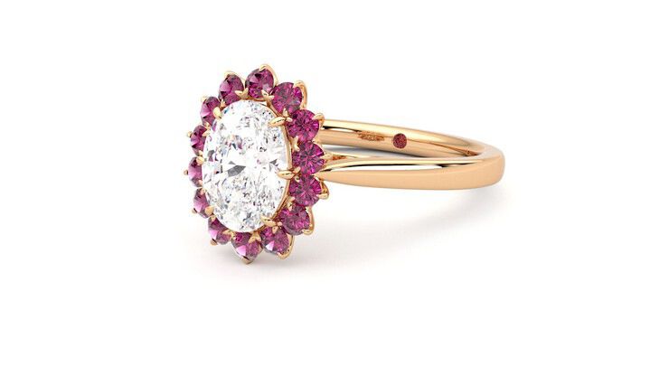 Taylor & Hart Lyra Oval Engagement Ring 360 degree image 25