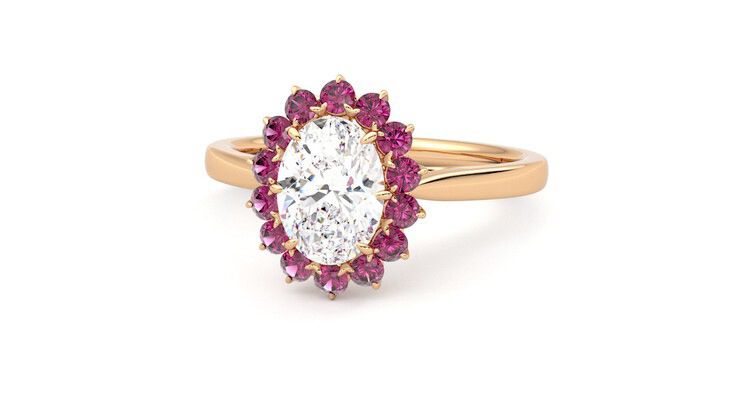 Taylor & Hart Lyra Oval Engagement Ring 360 degree image 27