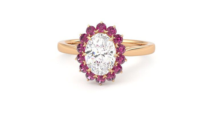Taylor & Hart Lyra Oval Engagement Ring 360 degree image 28