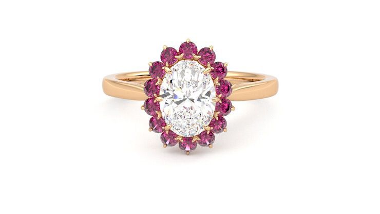 Taylor & Hart Lyra Oval Engagement Ring 360 degree image 29