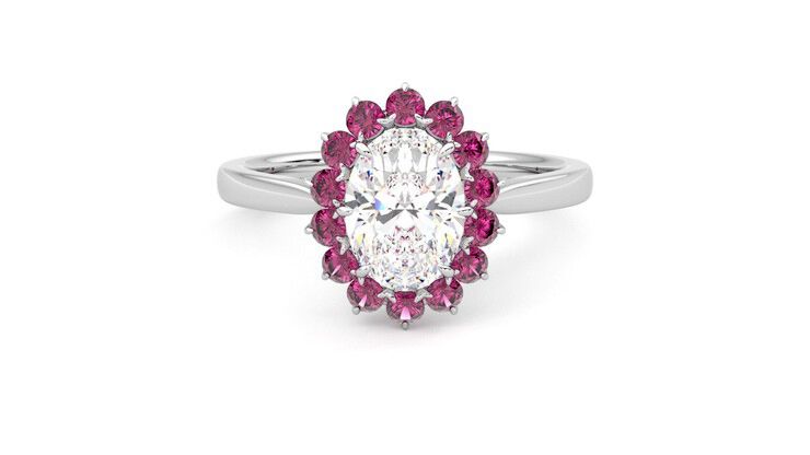 Taylor & Hart Lyra Oval Engagement Ring 360 degree image 0