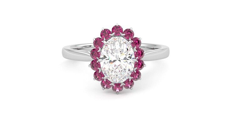Taylor & Hart Lyra Oval Engagement Ring 360 degree image 1