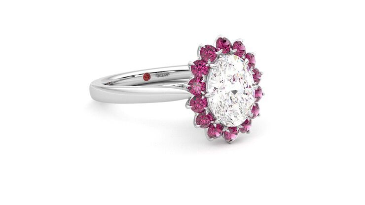 Taylor & Hart Lyra Oval Engagement Ring 360 degree image 5