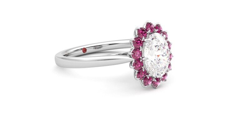 Taylor & Hart Lyra Oval Engagement Ring 360 degree image 6