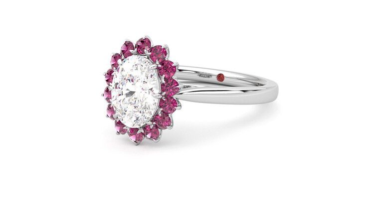 Taylor & Hart Lyra Oval Engagement Ring 360 degree image 25