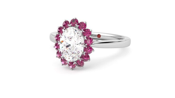 Taylor & Hart Lyra Oval Engagement Ring 360 degree image 26