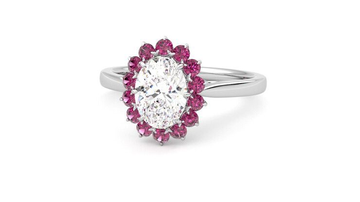 Taylor & Hart Lyra Oval Engagement Ring 360 degree image 27