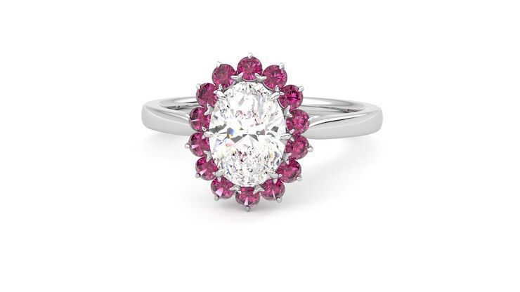 Taylor & Hart Lyra Oval Engagement Ring 360 degree image 28