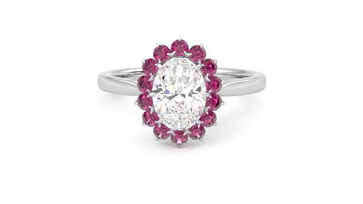 Taylor & Hart Lyra Oval Engagement Ring 360 degree image 29