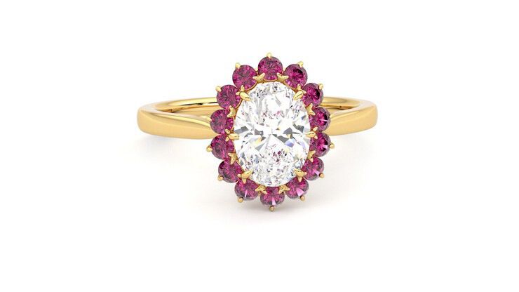 Taylor & Hart Lyra Oval Engagement Ring 360 degree image 2