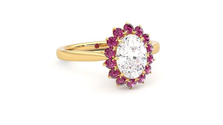 Taylor & Hart Lyra Oval Engagement Ring 360 degree image 4