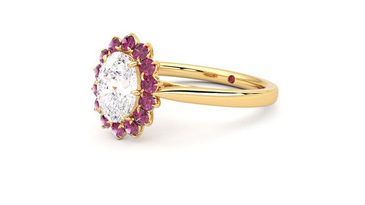 Taylor & Hart Lyra Oval Engagement Ring 360 degree image 24