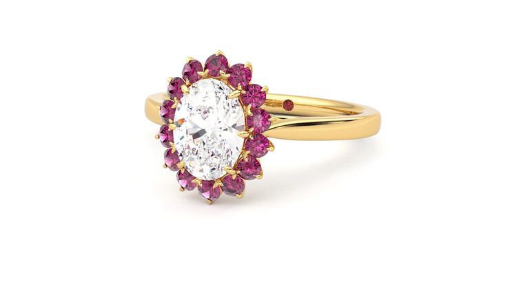 Taylor & Hart Lyra Oval Engagement Ring 360 degree image 26