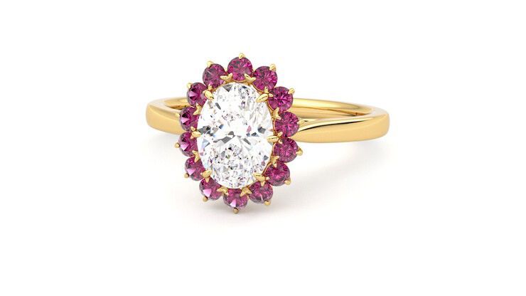 Taylor & Hart Lyra Oval Engagement Ring 360 degree image 27