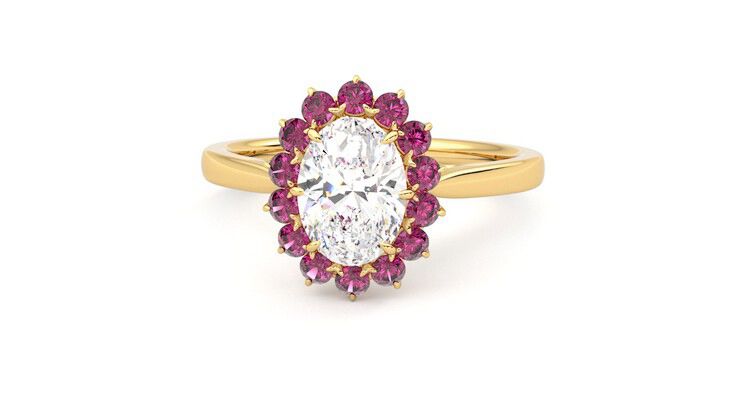 Taylor & Hart Lyra Oval Engagement Ring 360 degree image 28