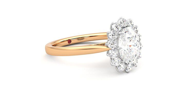 Taylor & Hart Lyra Oval Engagement Ring 360 degree image 6
