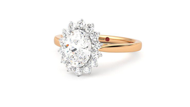 Taylor & Hart Lyra Oval Engagement Ring 360 degree image 26