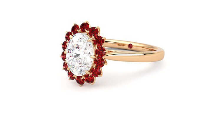 Taylor & Hart Lyra Oval Engagement Ring 360 degree image 25