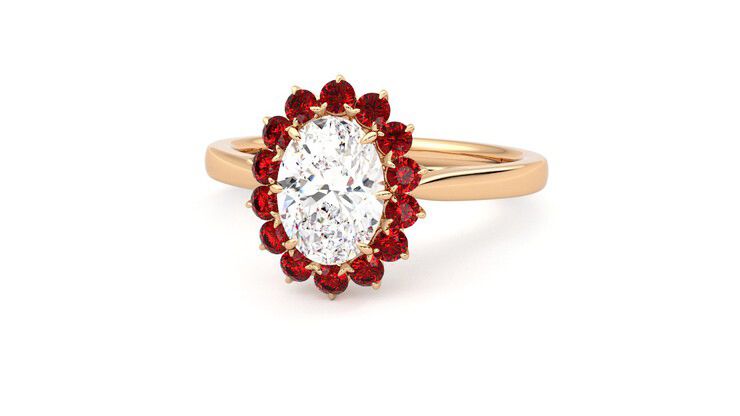 Taylor & Hart Lyra Oval Engagement Ring 360 degree image 27
