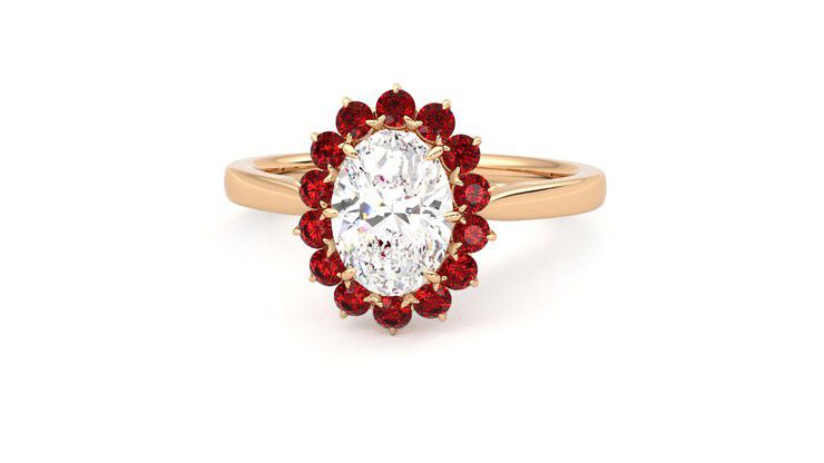 Taylor & Hart Lyra Oval Engagement Ring 360 degree image 28