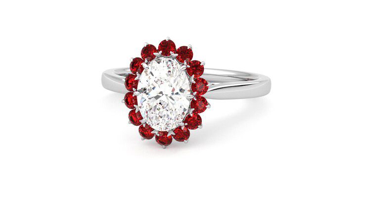 Taylor & Hart Lyra Oval Engagement Ring 360 degree image 27