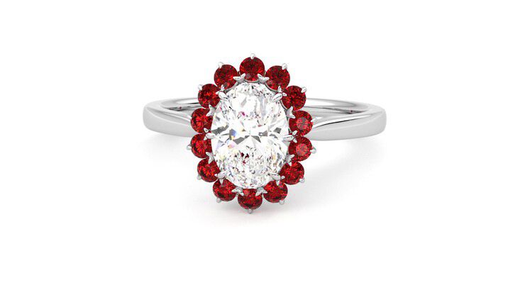 Taylor & Hart Lyra Oval Engagement Ring 360 degree image 28