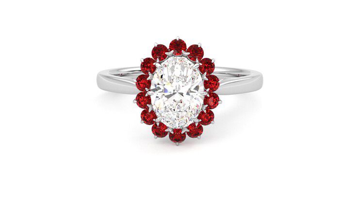 Taylor & Hart Lyra Oval Engagement Ring 360 degree image 29