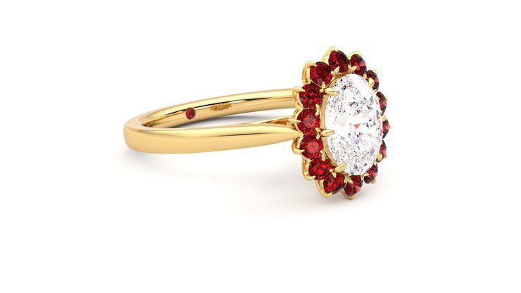 Taylor & Hart Lyra Oval Engagement Ring 360 degree image 6