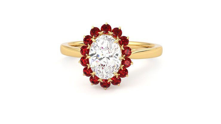 Taylor & Hart Lyra Oval Engagement Ring 360 degree image 28