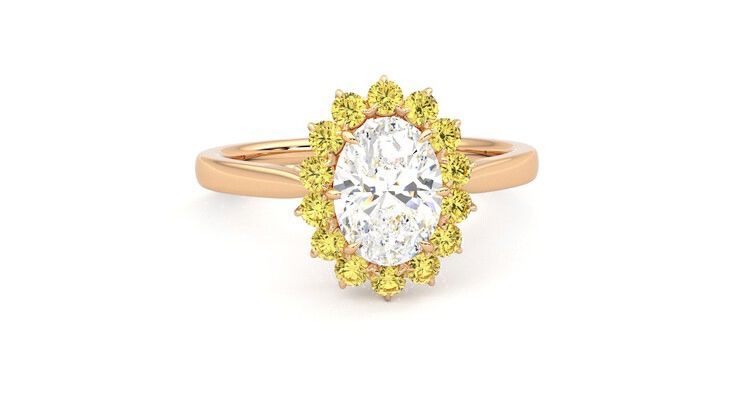 Taylor & Hart Lyra Oval Engagement Ring 360 degree image 2