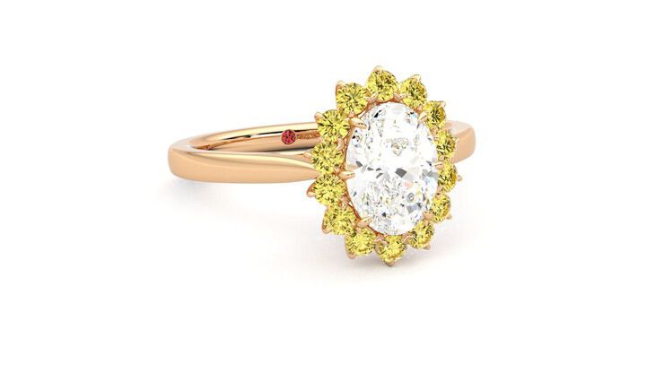 Taylor & Hart Lyra Oval Engagement Ring 360 degree image 4