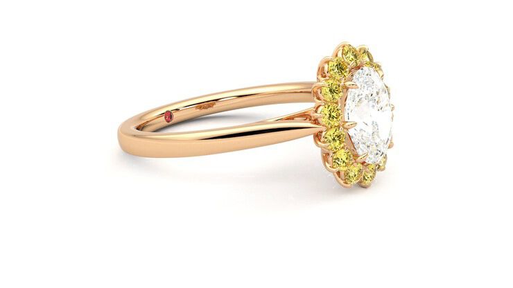 Taylor & Hart Lyra Oval Engagement Ring 360 degree image 7